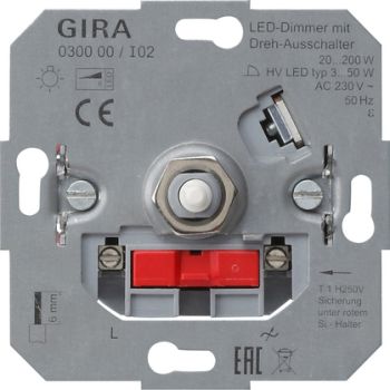 Gira 030000,LED-Dimmeins. 20 - 200 W Dreh-Aus Einsatz