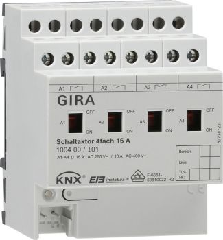 Gira 100400,Schaltaktor 4f 16 A Hand KNX REG