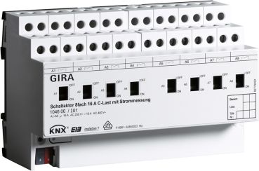 Gira 104600,Schaltaktor 8f 16 A Hand + Strom C-Last KNX REG
