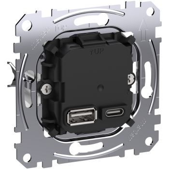 Merten MEG4366-0120,USB Ladestation-Einsatz Typ A+C mit Power-Delivery-Technologie und 45W Ladeleistung