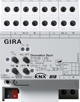 Gira 217200,Dimmaktor 2f 2 x 300 W/VA KNX REG