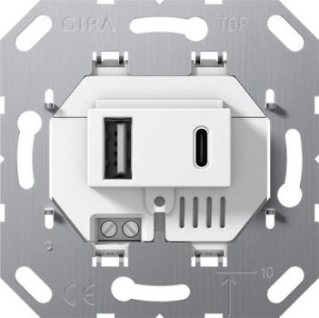 Gira 234900,USB-Spannungsvers. 2f Typ A/C Einsatz Weiß