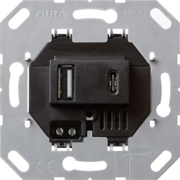 Gira 236900,USB-Spannungsvers. 2f Typ A/C Einsatz Schwarz