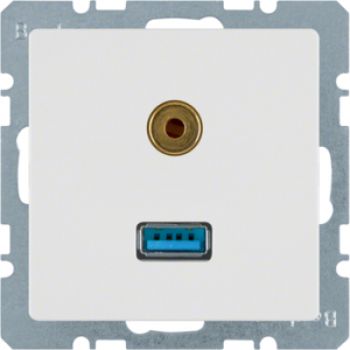 Berker 3315396089, USB/3,5 mm Audio Steckdose Q.1/Q.3 pw