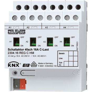 Jung 2304.16REGCHM, KNX Schaltaktor 4fach C-Last