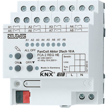 Jung FCA2REGHE, KNX Fan-Coil-Aktor 2fach, AC 230/240 V ~, 50/60 Hz, 4 TE