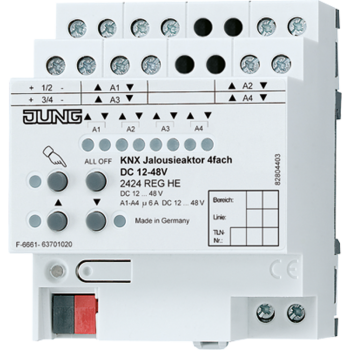 Jung 2424REGHE, KNX Jalousieaktor 4fach DC 12-48 V, 4 TE