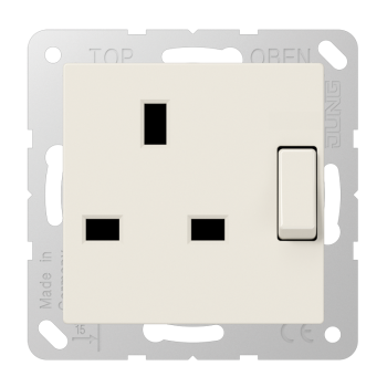 Jung A3171, Abschaltbare Steckdose, British Standard, 13 A 250 V ~, Schraubklemmen BS 1363-1, 4 mm2, ohne Krallen, integrierter erhöhter Berührungsschutz, SAFETY+