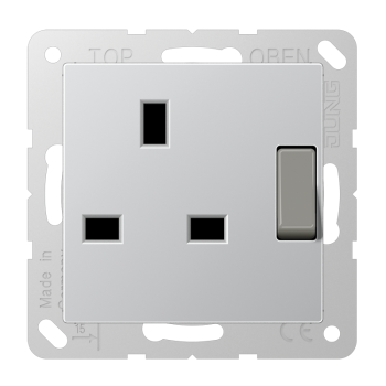 Jung A3171AL, Abschaltbare Steckdose, British Standard, 13 A 250 V ~, Schraubklemmen BS 1363-1, 4 mm2, ohne Krallen, integrierter erhöhter Berührungsschutz, SAFETY+