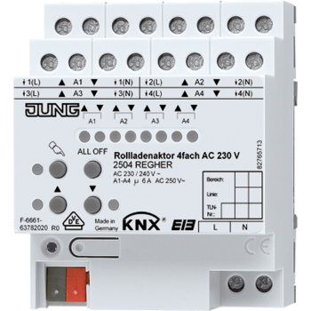 Jung 2504REGHER, KNX Rollladenaktor 4fach AC 110-230 V