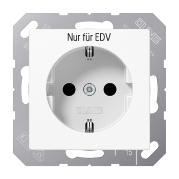 Jung A1520EDVWW, SCHUKO Steckdose, 16 A 250 V ~, ohne Krallen EDV, Duroplast, Serie A, alpinweiß