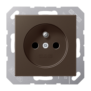 Jung A1520FKIMO, Steckdose, französisch/belgisches System, 16 A 250 V ~, ohne Krallen, integrierter erhöhter Berührungsschutz, SAFETY+, Serie A, mokka