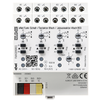 Jung FMAS816REG, eNet Funk-Schalt-/Tastaktor 8fach / Jalousieaktor 4fach REG