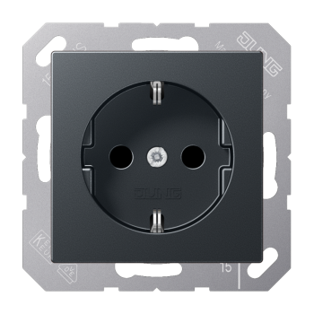 Jung A1521BFANM, SCHUKO Steckdose, 16 A 250 V ~, Schraubklemmen, Thermoplast lackiert, Serie A, anthrazit matt