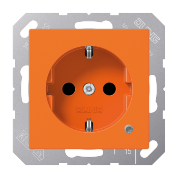 Jung A1520BFKOO, SCHUKO Steckdose, 16 A 250 V ~, mit Funktionsanzeige, integrierter erhöhter Berührungsschutz, SAFETY+, Thermoplast, Serie AS/A, orange (für ZSV)