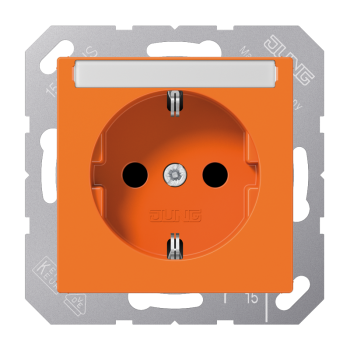 Jung A1520BFNAO, SCHUKO Steckdose, 16 A 250 V ~, mit Schriftfeld, Thermoplast, Serie AS/A, orange (für ZSV)