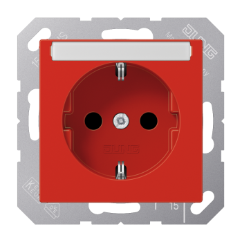 Jung A1520BFKINART, SCHUKO Steckdose, 16 A 250 V ~, mit Schriftfeld, integrierter erhöhter Berührungsschutz, SAFETY+, Thermoplast, Serie AS/A, rot