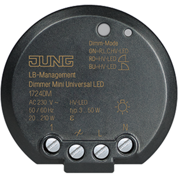 Jung 1724DM, Dimmer Mini Universal LED, mit Nebenstelleneingang