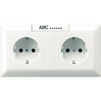 Jung AS1522NAWW, Kabelkanal-SCHUKO®-Steckdose, 2fach, 16 A 250 V ~, mit Schriftfeld, Duroplast, Serie AS, alpinweiß