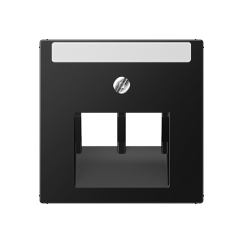 Jung A569-2NAPLUASWM, Abdeckung für IAE/UAE-Anschlussdosen 2 x 8-polig, mit Schriftfeld, Thermoplast lackiert, Serie A, graphitschwarz matt