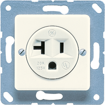 Jung 121-20, Steckdose, US-Norm NEMA, 20 A 125 V ~, Schraubklemmen, ohne Krallen, Thermoplast, 50 x 50 mm, weiß