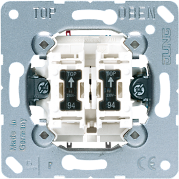 Jung 505KOU5, Wipp-Kontrollschalter, 10 AX 250 V ~, Serien mit 2 Glimmlampen Art.-Nr.: 94