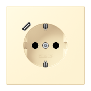 Jung LC1520-18C201, SCHUKO Steckdose 16 A 250 V ~, mit USB-Ladegerät 1 x Typ C, integrierter erhöhter Berührungsschutz, SAFETY+, Serie LS, blanc