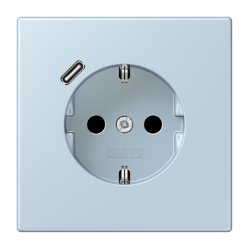 Jung LC1520-18C208, SCHUKO Steckdose 16 A 250 V ~, mit USB-Ladegerät 1 x Typ C, integrierter erhöhter Berührungsschutz, SAFETY+, Serie LS, outremerclair