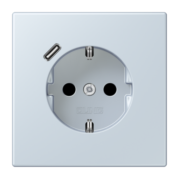 Jung LC1520-18C209, SCHUKO Steckdose 16 A 250 V ~, mit USB-Ladegerät 1 x Typ C, integrierter erhöhter Berührungsschutz, SAFETY+, Serie LS, outremer pale