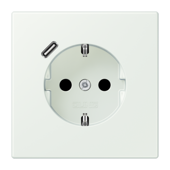 Jung LC1520-18C210, SCHUKO Steckdose 16 A 250 V ~, mit USB-Ladegerät 1 x Typ C, integrierter erhöhter Berührungsschutz, SAFETY+, Serie LS, outremer gris