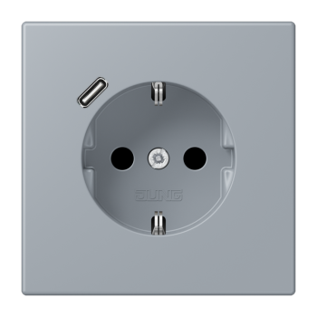 Jung LC1520-18C257, SCHUKO Steckdose 16 A 250 V ~, mit USB-Ladegerät 1 x Typ C, integrierter erhöhter Berührungsschutz, SAFETY+, Serie LS, gris clair 59