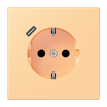 Jung LC1520-18C258, SCHUKO Steckdose 16 A 250 V ~, mit USB-Ladegerät 1 x Typ C, integrierter erhöhter Berührungsschutz, SAFETY+, Serie LS, terre sienne claire 59