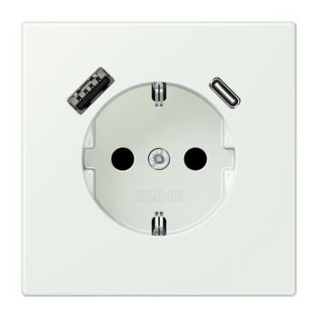 Jung LC1520-15CA210, SCHUKO Steckdose 16 A 250 V ~, mit USB-Ladegerät 1 x Typ A + 1 x Typ C, integrierter erhöhter Berührungsschutz, SAFETY+, Serie LS, outremer gris