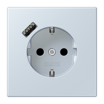 Jung LC1520-18A209, SCHUKO Steckdose 16 A 250 V ~, mit USB-Ladegerät 1 x Typ A, integrierter erhöhter Berührungsschutz, SAFETY+, Serie LS, outremer pale