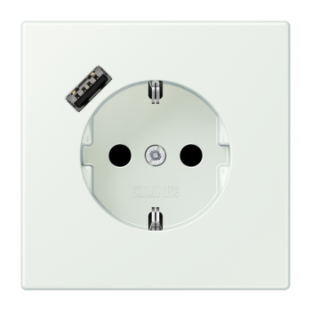 Jung LC1520-18A210, SCHUKO Steckdose 16 A 250 V ~, mit USB-Ladegerät 1 x Typ A, integrierter erhöhter Berührungsschutz, SAFETY+, Serie LS, outremer gris