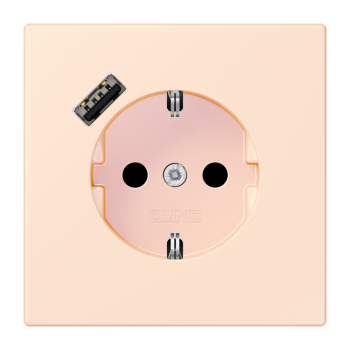 Jung LC1520-18A226, SCHUKO Steckdose 16 A 250 V ~, mit USB-Ladegerät 1 x Typ A, integrierter erhöhter Berührungsschutz, SAFETY+, Serie LS, orange pâle