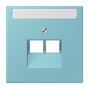 Jung LC969-2NAUA213, Abdeckung für IAE/UAE-Anschlussdosen 2 x 8-polig, mit Schriftfeld, Thermoplast lackiert, Serie LS, céruléen moyen