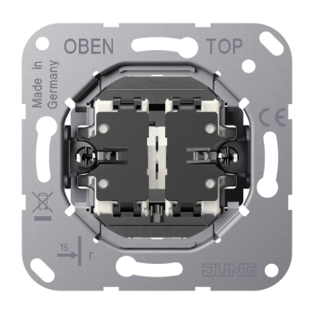 Jung K532-4EU,Multi-Switch, geteilte Wippe, Doppeltaster mit 2 x 2 Schließern (potentialfrei) und Nullstellung, A 250 V ~