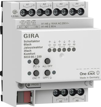 Gira 503300,Schalt-/Jal.aktor 6f/3f 16 A REG Kmf KNX Secure