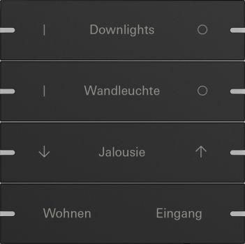 Gira 5034905,Wippenset 4f indiv. Tastsens.4 TS4 Schwarz m(lack.)