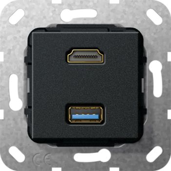 Gira 567810,HDMI USB 3.0 A Kpl. Einsatz Schwarz m