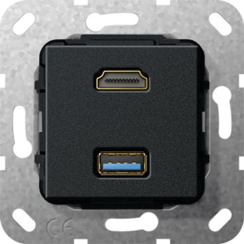 Gira 567910,HDMI USB 3.0 A K-Peitsche Einsatz Schwarz m