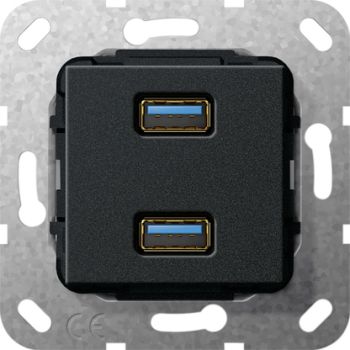 Gira 568410,USB 3.0 A 2f Kpl. Einsatz Schwarz m