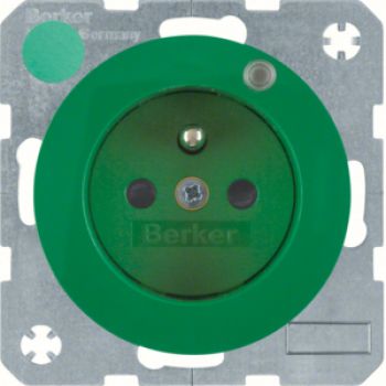 Berker 6765092003, Steckdose m SK-Stift LED R.1/R.3 grün