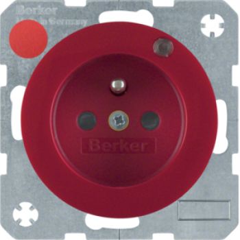 Berker 6765092022, Steckdose m SK-Stift LED R.1/R.3 rot