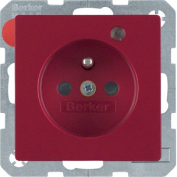 Berker 6765096015, Steckdose m SK-Stift LED e BS Q.1/Q3 rot