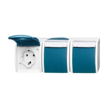 Busch Jaeger 2300/3 EWN-53 ocean grau/blaugrün Steckdose ,2CKA002084A0704