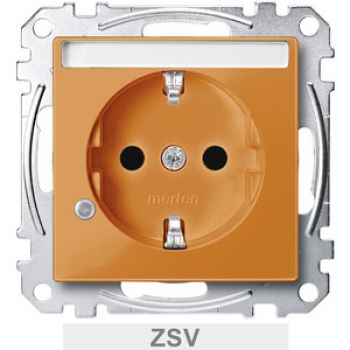 Merten MEG2303-0302,SCHUKO-Steckdose, Sonderstromkreis, Kontrolllicht, Schriftfeld, Berührungsschutz, Steckklemmen, ZSV, orange, System M