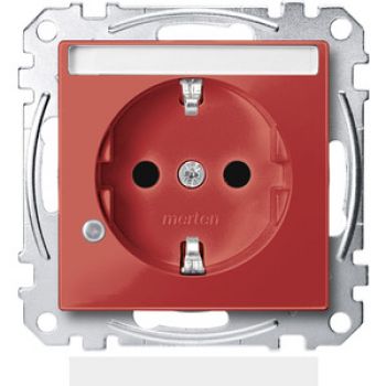 Merten MEG2303-0306,SCHUKO-Steckdose, Sonderstromkreis, Kontrolllicht, Schriftfeld, Berührungsschutz, Steckklemmen, rubinrot, System M