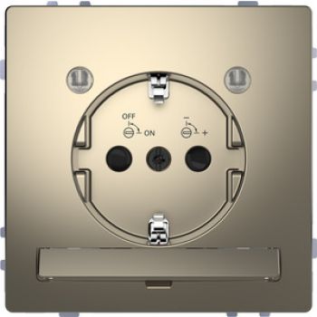 Merten MEG2304-6050,SCHUKO-Steckdose mit Lichtauslass, LED-Beleuchtungs-Modul, Berührungsschutz, Steckklemmen, Nickelmetallic, System Design